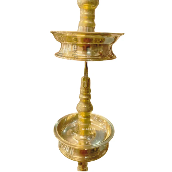 BRASS HANGING LAMP WITH 3 STEPS AND 1 METER CHAIN TO HANG IN TEMPLES  | THATTU VILAKKU - Image 5