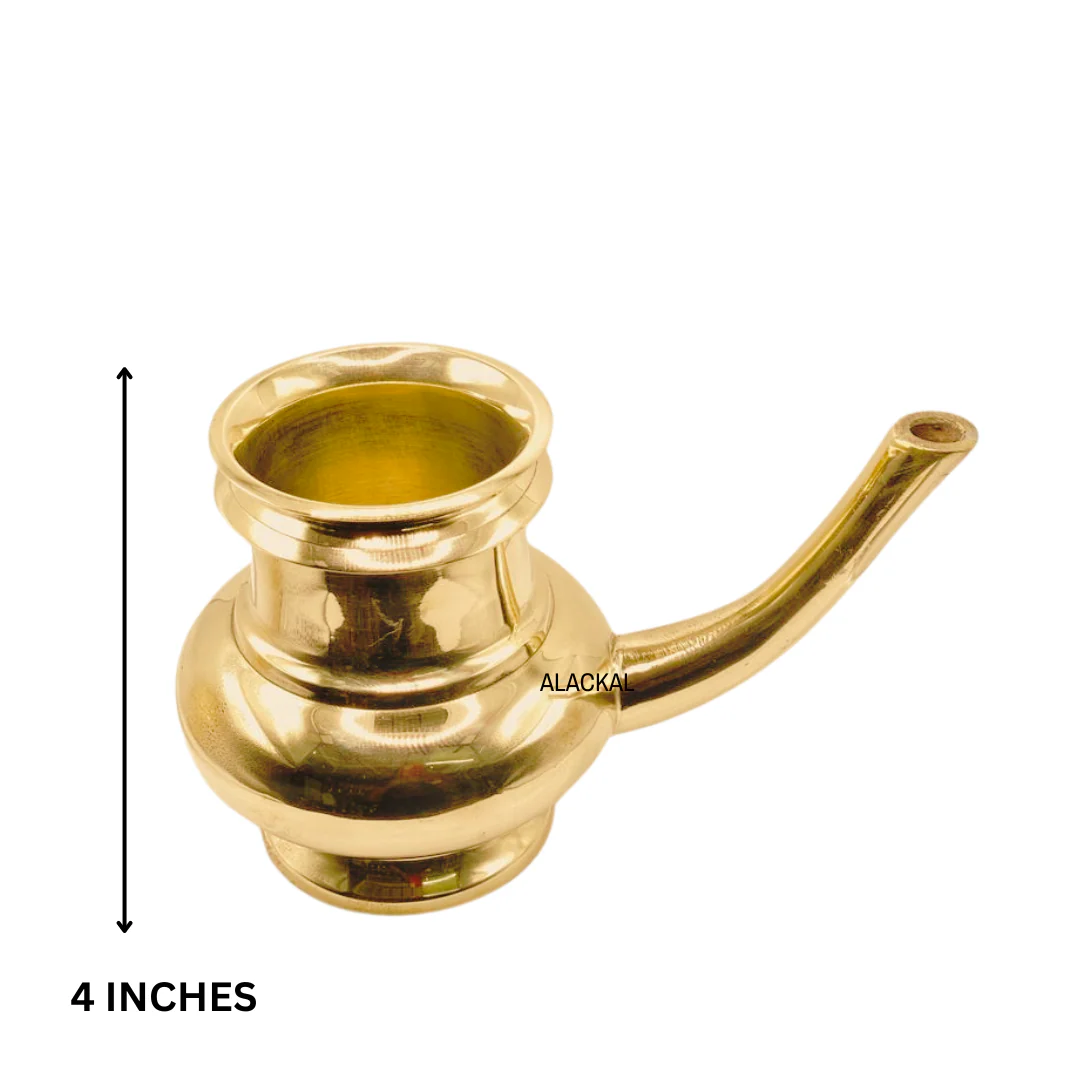 Handcrafted Brass Pooja Kindi (Thirumantham Kindi) – Traditional Kerala Ritual Water Vessel | Alackal Bell Metals, Mannar - Image 3