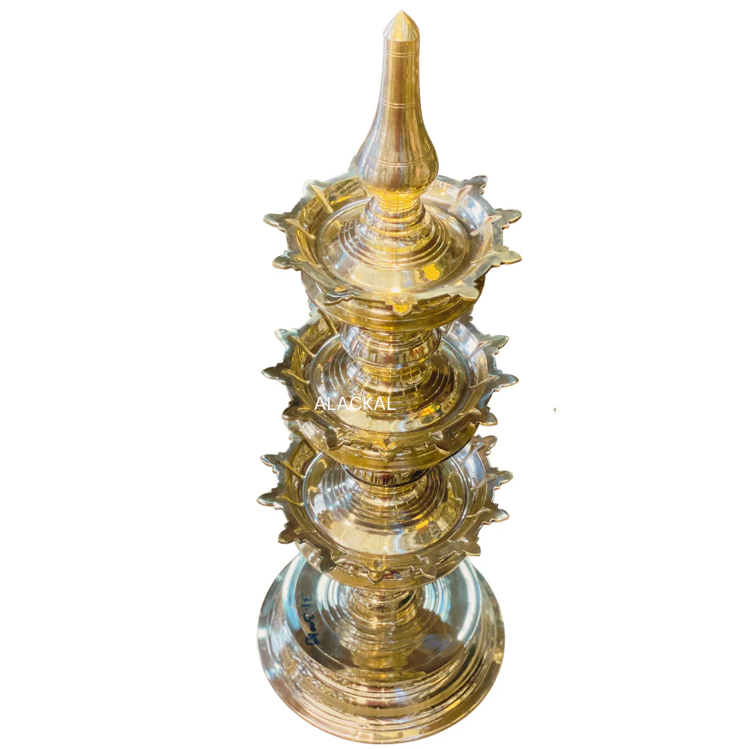 HANDMADE BRONZE DEEPASTHAMBHAM | STHAMBHA VILAKKU | 3 STEP LAMP - Image 3